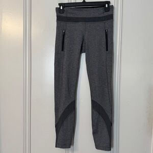 Lululemon Inspire Tight II Sz 4 Gray‎ Mesh Panel Zipper Pockets Running